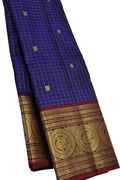 Exquisite Blue Pure Silk Handloom Kanjeevaram Saree - Luxurion World