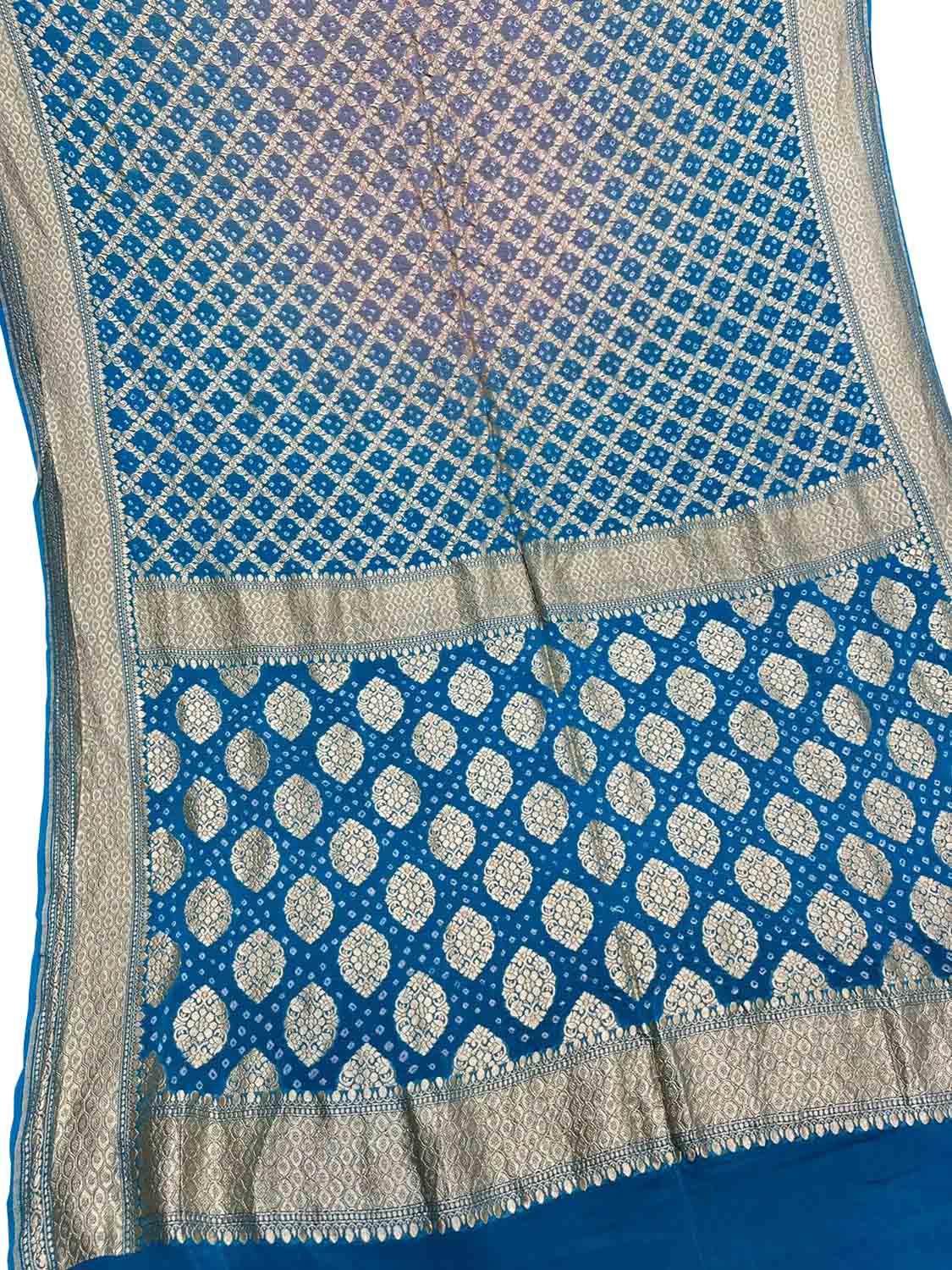 Blue Georgette Banarasi Bandhani Saree - Elegant and Traditional - Luxurion World