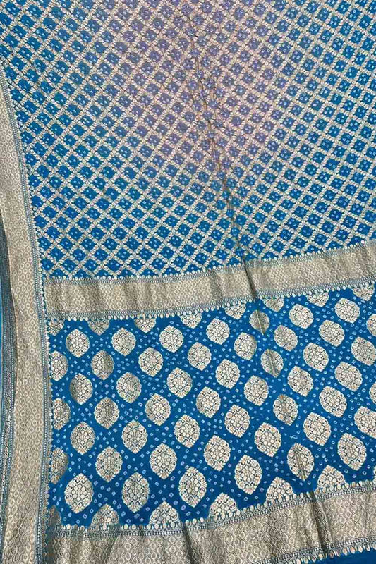 Blue Georgette Banarasi Bandhani Saree - Elegant and Traditional - Luxurion World