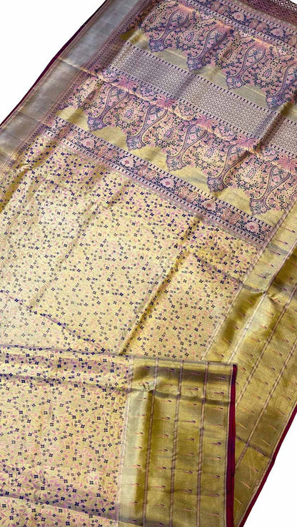 Pastel Kanjeevaram Handloom Pure Silk Saree - Luxurion World