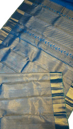 Blue Kanjeevaram Silk Saree - Handloom Pure Elegance - Luxurion World