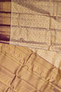 Exquisite Golden Handloom Kanjeevaram Pure Silk Saree - Luxurion World