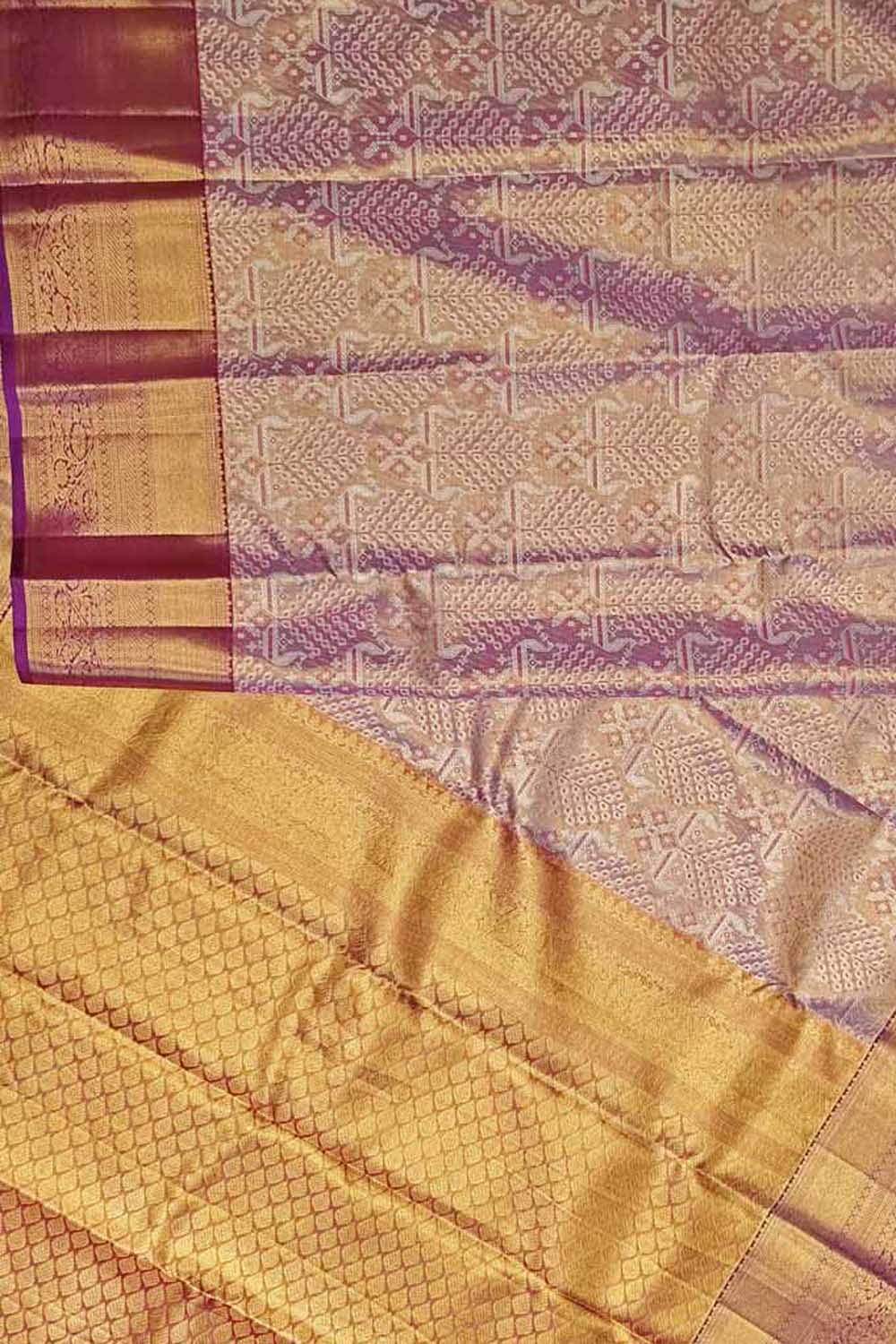 Exquisite Purple Handloom Kanjeevaram Pure Silk Saree - Luxurion World