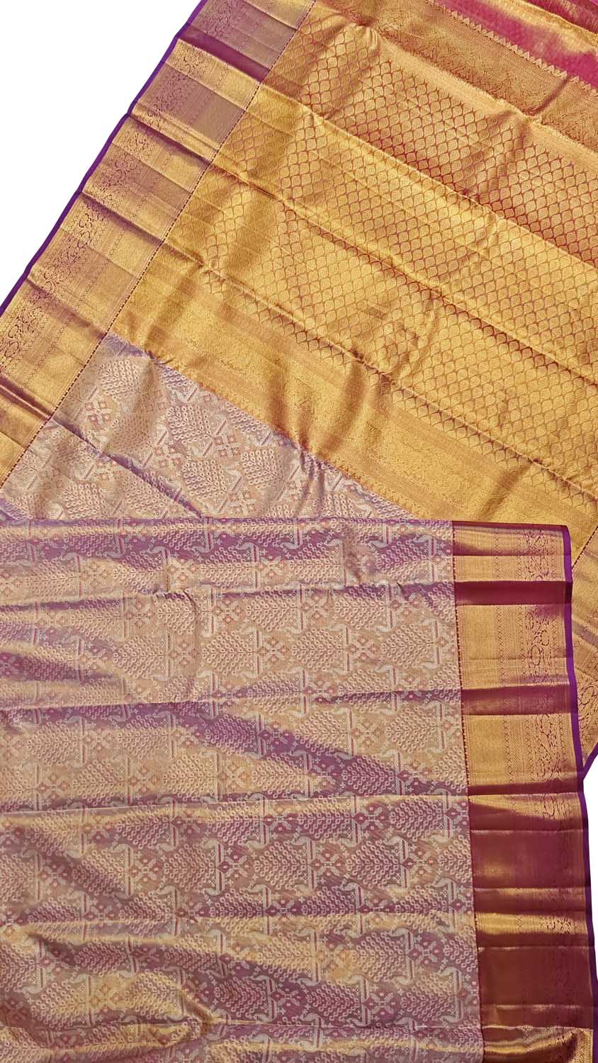 Exquisite Purple Handloom Kanjeevaram Pure Silk Saree - Luxurion World