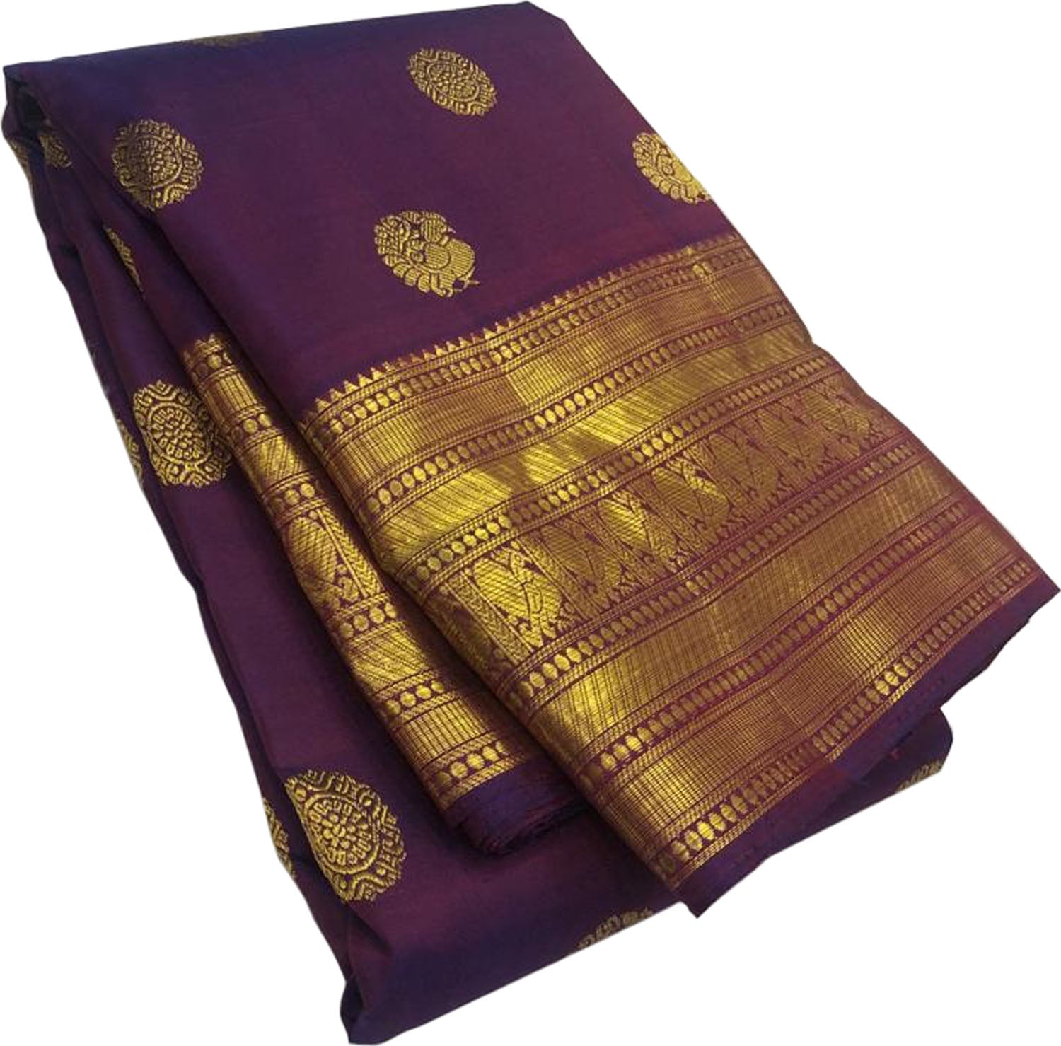 Purple Kanjeevaram Handloom Pure Silk Saree - Luxurion World