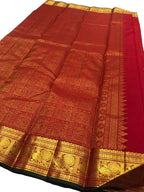 Red Kanjeevaram Handloom Pure Silk Saree - Luxurion World