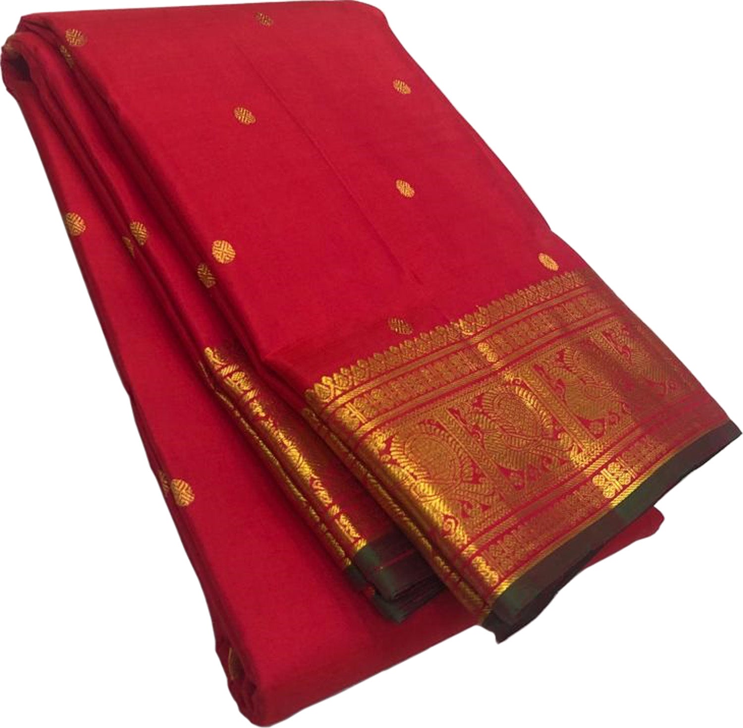 Red Kanjeevaram Handloom Pure Silk Saree - Luxurion World