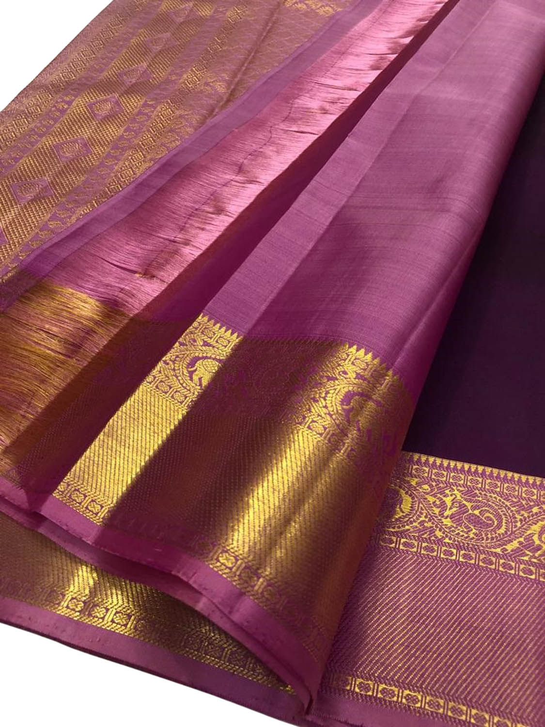 Purple Kanjeevaram Handloom Pure Silk Saree - Luxurion World
