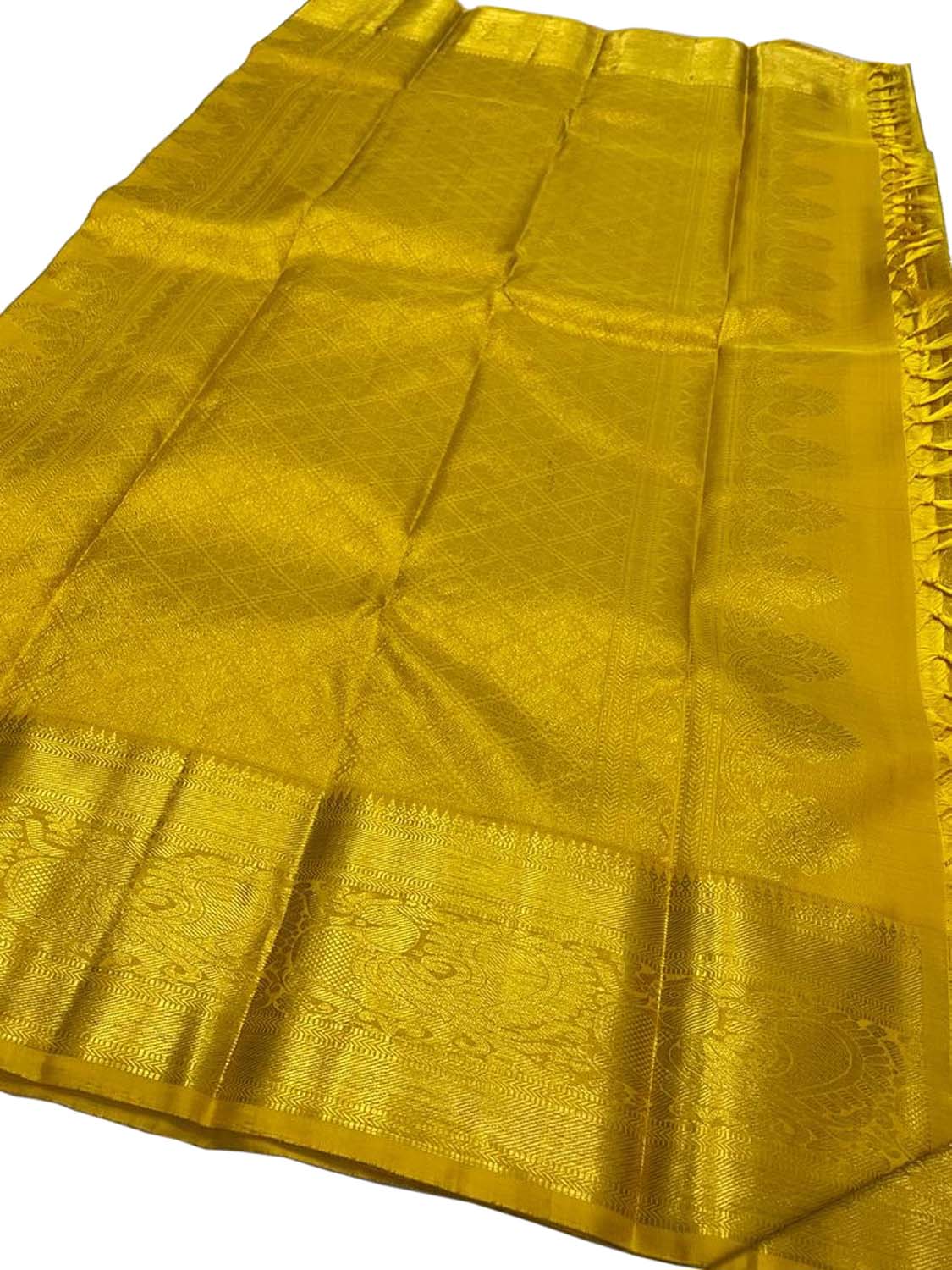 Yellow Kanjeevaram Handloom Pure Silk Saree - Luxurion World