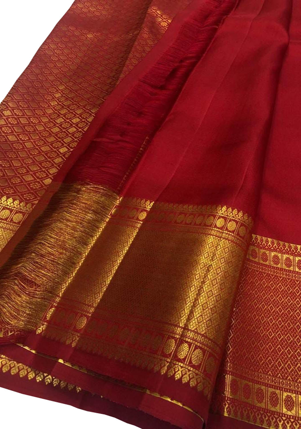 Red Kanjeevaram Handloom Pure Silk Saree - Luxurion World