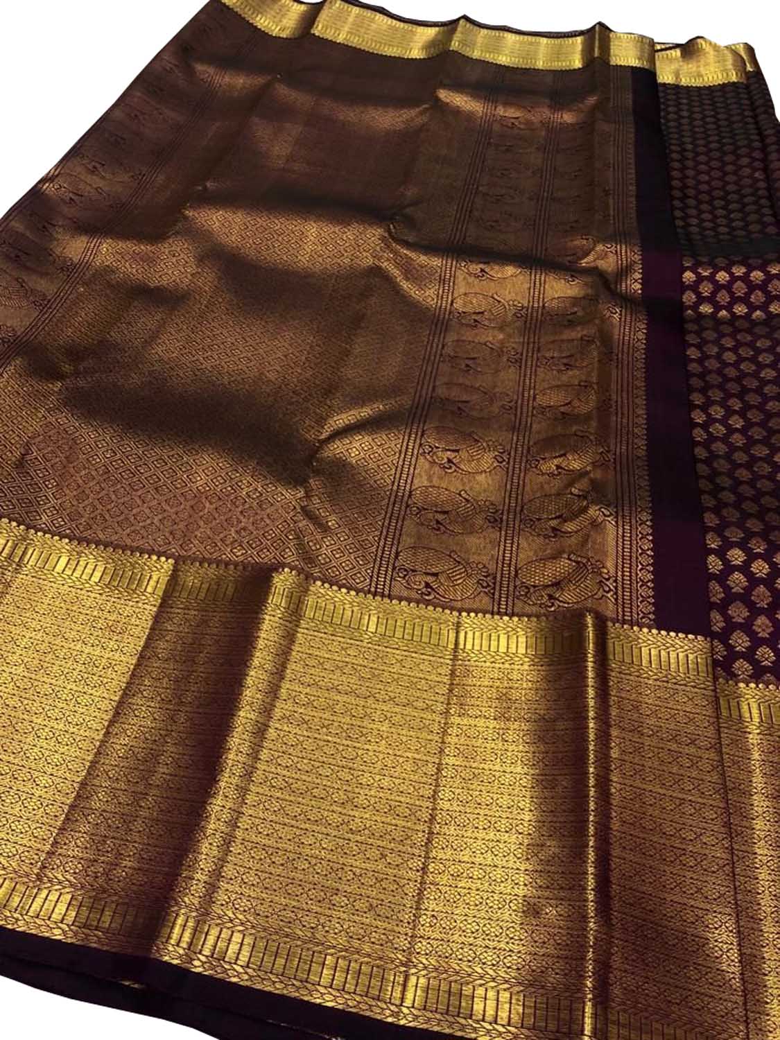 Purple Kanjeevaram Handloom Pure Silk Saree - Luxurion World