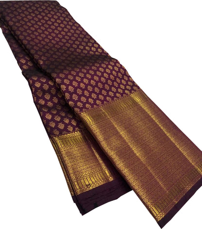 Purple Kanjeevaram Handloom Pure Silk Saree - Luxurion World