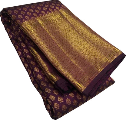 Purple Kanjeevaram Handloom Pure Silk Saree - Luxurion World