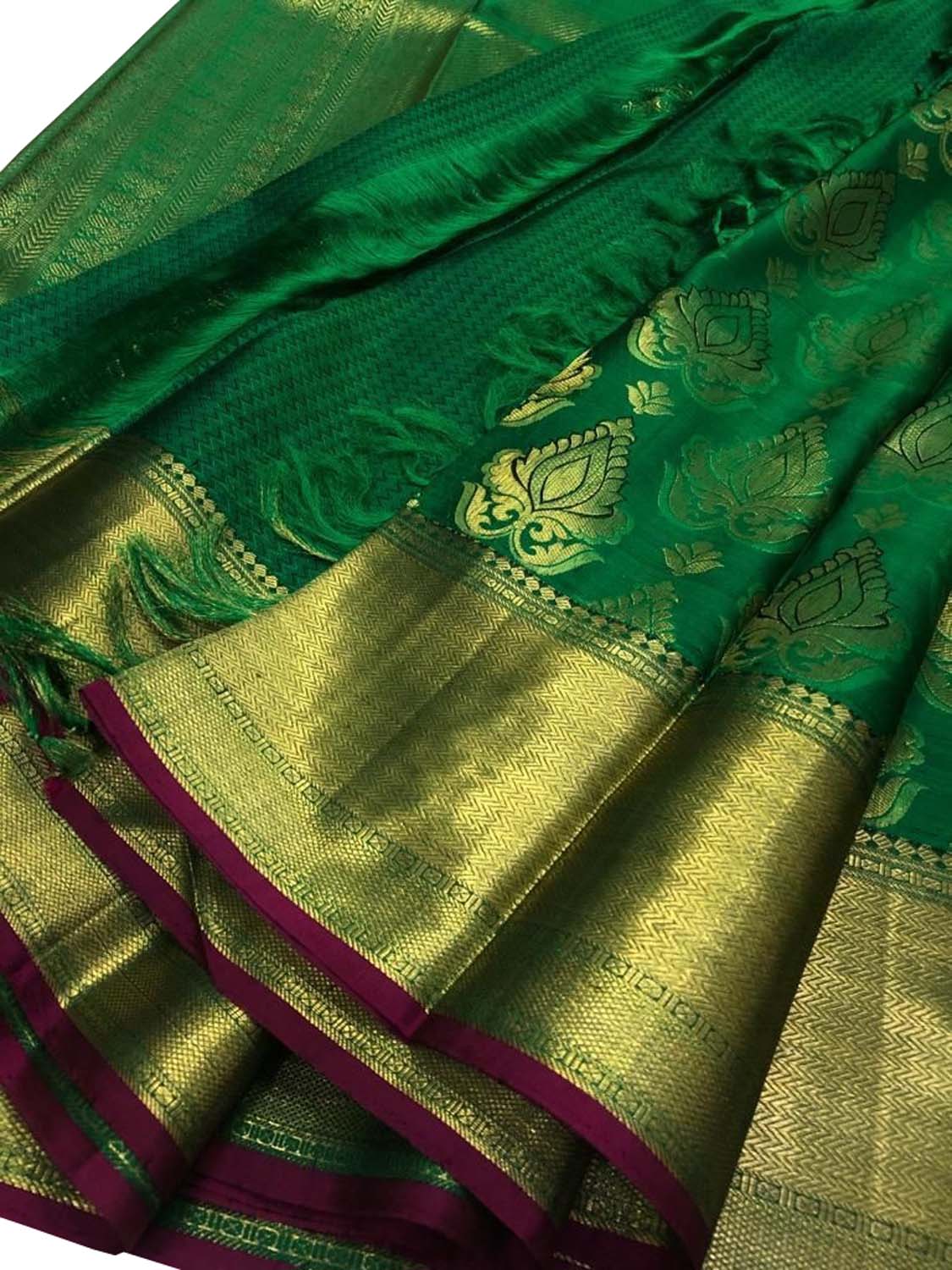 Green Kanjeevaram Handloom Pure Silk Saree - Luxurion World