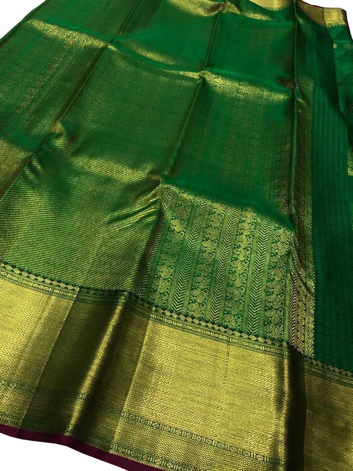 Green Kanjeevaram Handloom Pure Silk Saree - Luxurion World