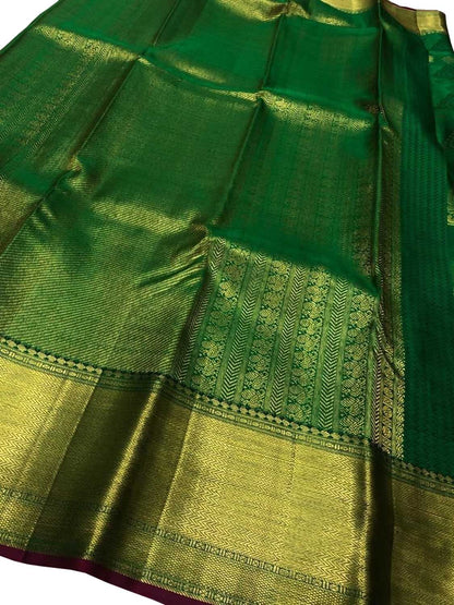 Green Kanjeevaram Handloom Pure Silk Saree - Luxurion World