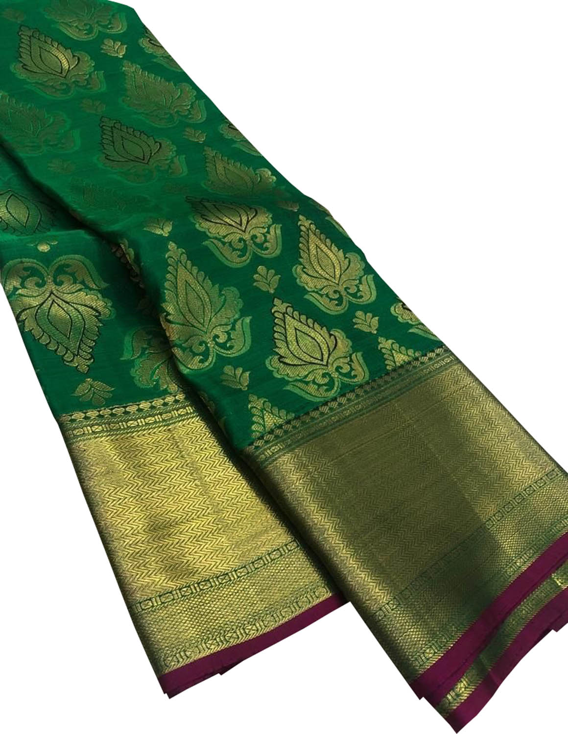Green Kanjeevaram Handloom Pure Silk Saree - Luxurion World