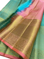 Blue Kanjeevaram Handloom Pure Silk Saree - Luxurion World