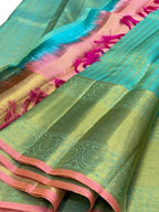 Blue Kanjeevaram Handloom Pure Silk Saree - Luxurion World