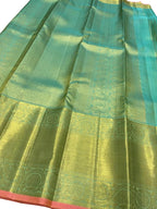 Blue Kanjeevaram Handloom Pure Silk Saree - Luxurion World