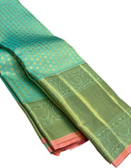 Blue Kanjeevaram Handloom Pure Silk Saree - Luxurion World