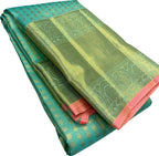 Blue Kanjeevaram Handloom Pure Silk Saree - Luxurion World