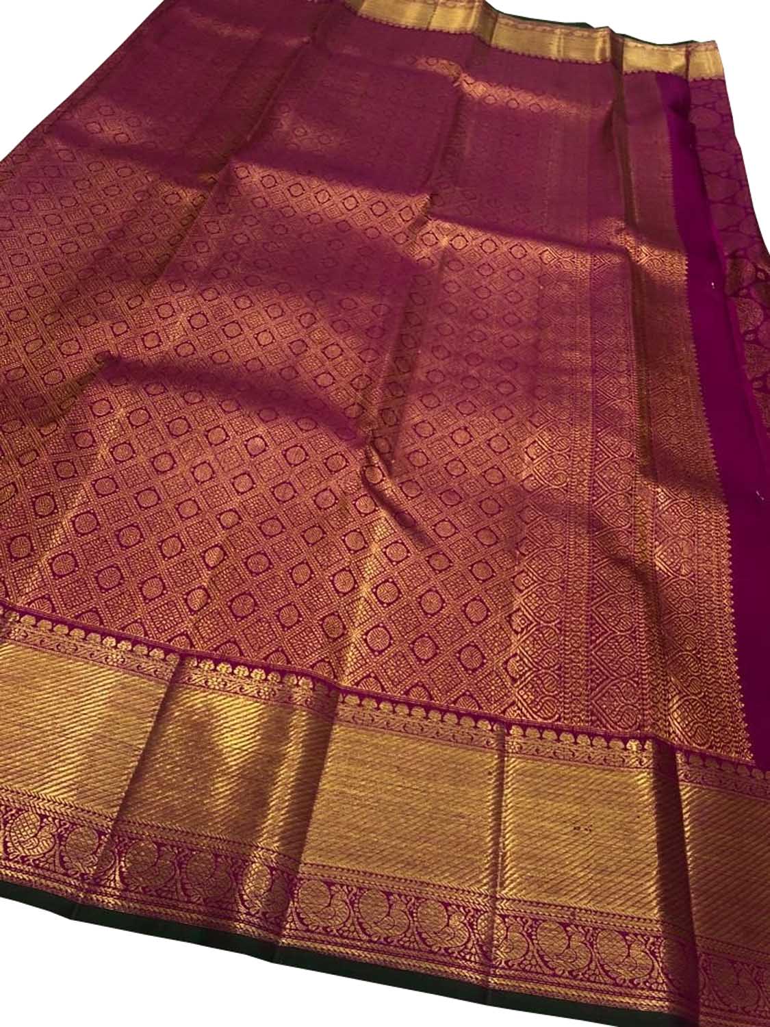 Purple Kanjeevaram Handloom Pure Silk Saree - Luxurion World