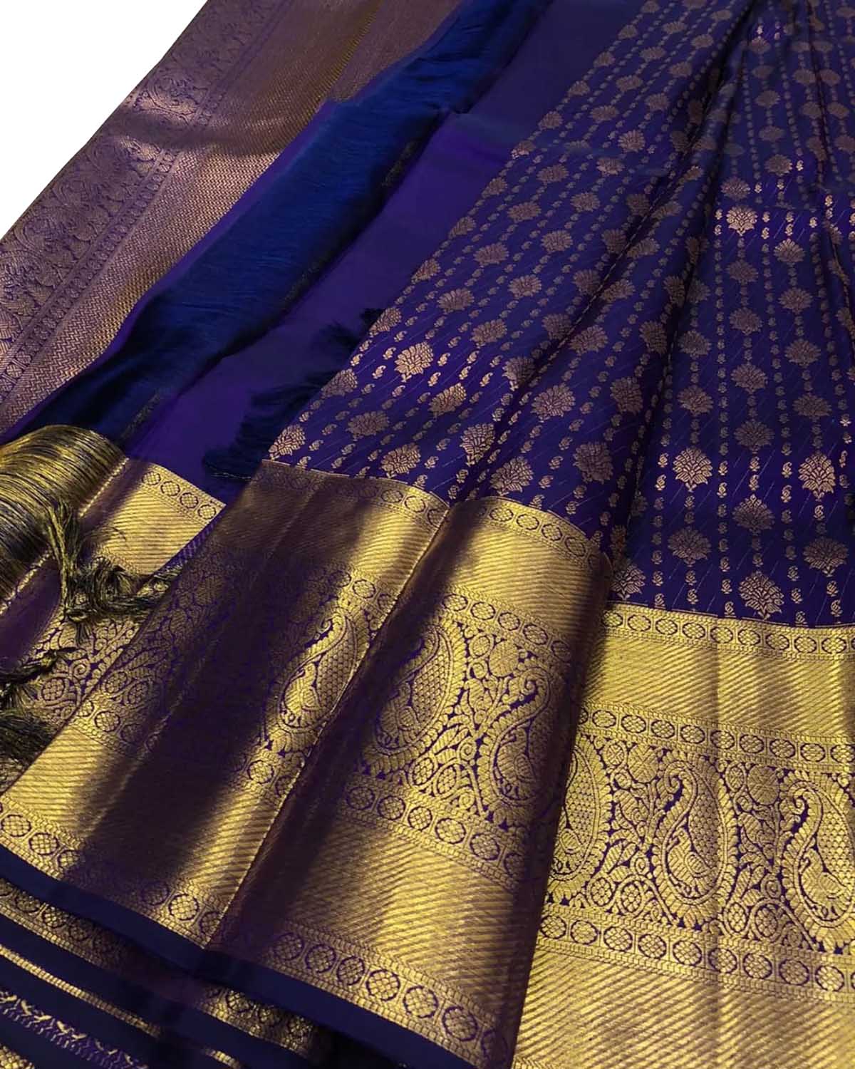 Blue Kanjeevaram Handloom Pure Silk Saree - Luxurion World
