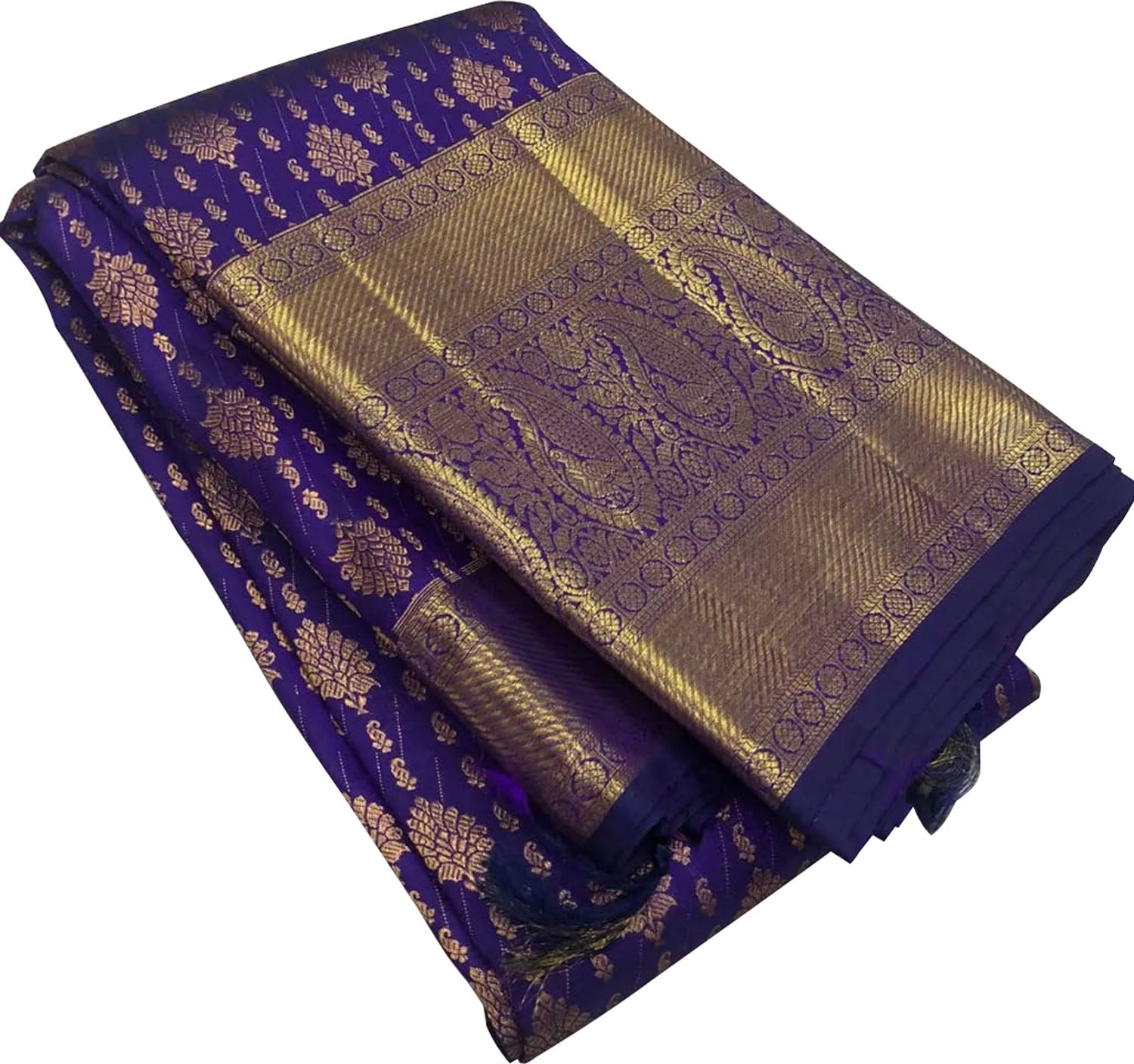 Blue Kanjeevaram Handloom Pure Silk Saree - Luxurion World
