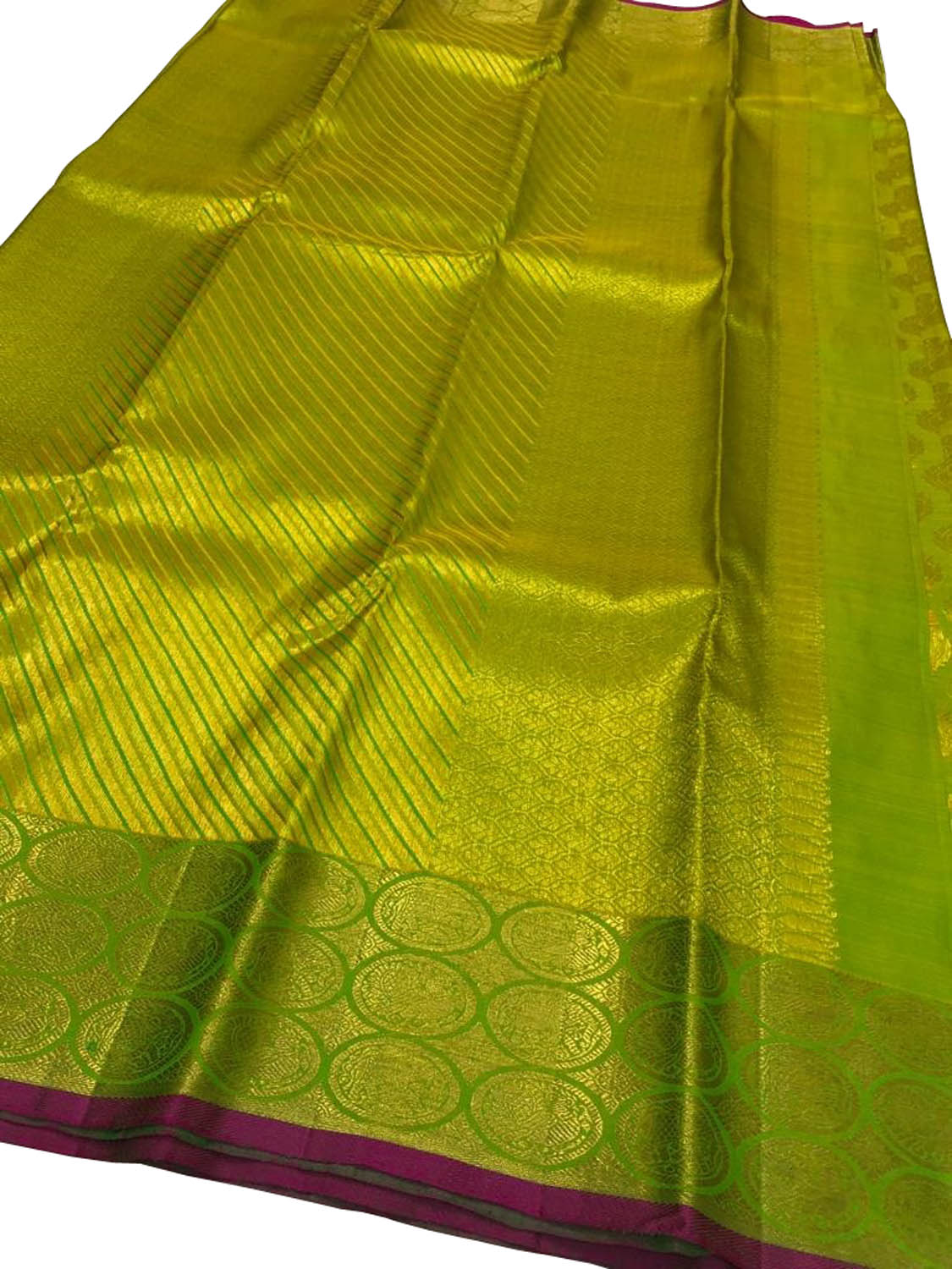 Green Kanjeevaram Handloom Pure Silk Saree - Luxurion World