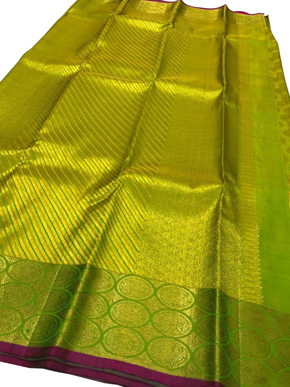 Green Kanjeevaram Handloom Pure Silk Saree - Luxurion World
