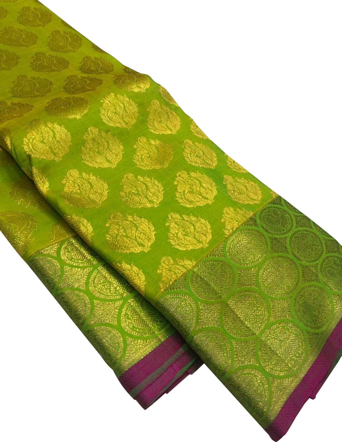 Green Kanjeevaram Handloom Pure Silk Saree - Luxurion World