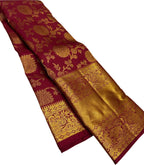 Maroon Kanjeevaram Handloom Pure Silk Saree - Luxurion World