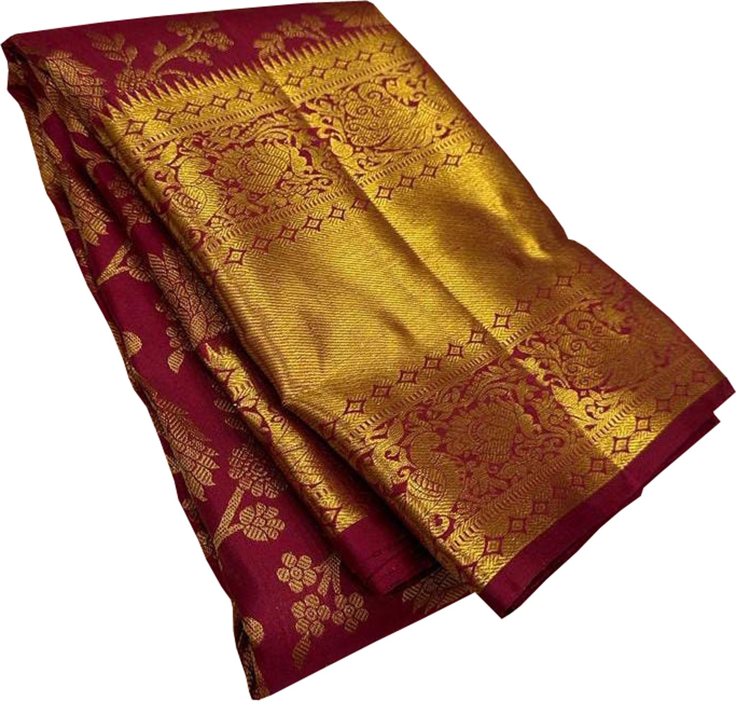Maroon Kanjeevaram Handloom Pure Silk Saree - Luxurion World