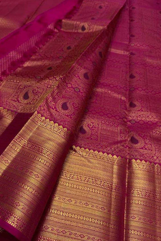 Pink Kanjeevaram Handloom Pure Silk Saree - Luxurion World