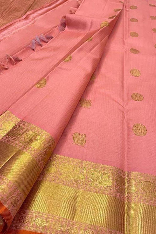 Pink Kanjeevaram Handloom Pure Silk Saree - Luxurion World