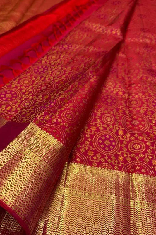 Pink Kanjeevaram Handloom Pure Silk Saree - Luxurion World