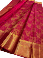 Pink Kanjeevaram Handloom Pure Silk Saree - Luxurion World