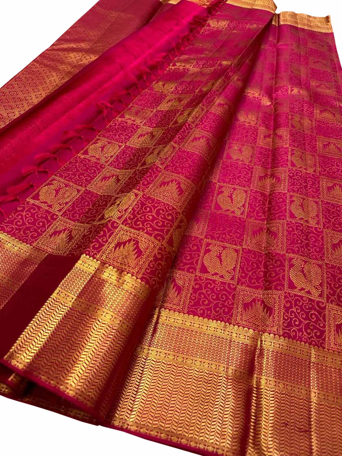 Pink Kanjeevaram Handloom Pure Silk Saree - Luxurion World