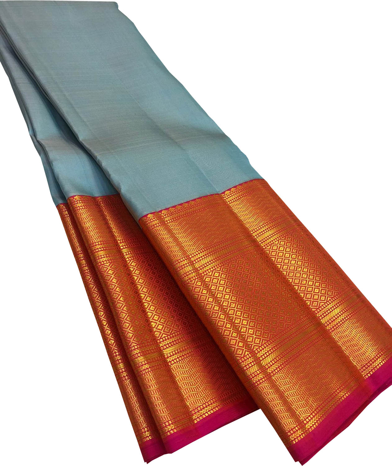 Blue Kanjeevaram Handloom Pure Silk Saree - Luxurion World