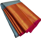 Blue Kanjeevaram Handloom Pure Silk Saree - Luxurion World