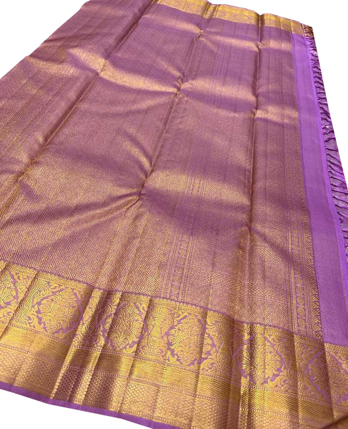 Lavender Kanjeevaram Handloom Pure Silk Saree