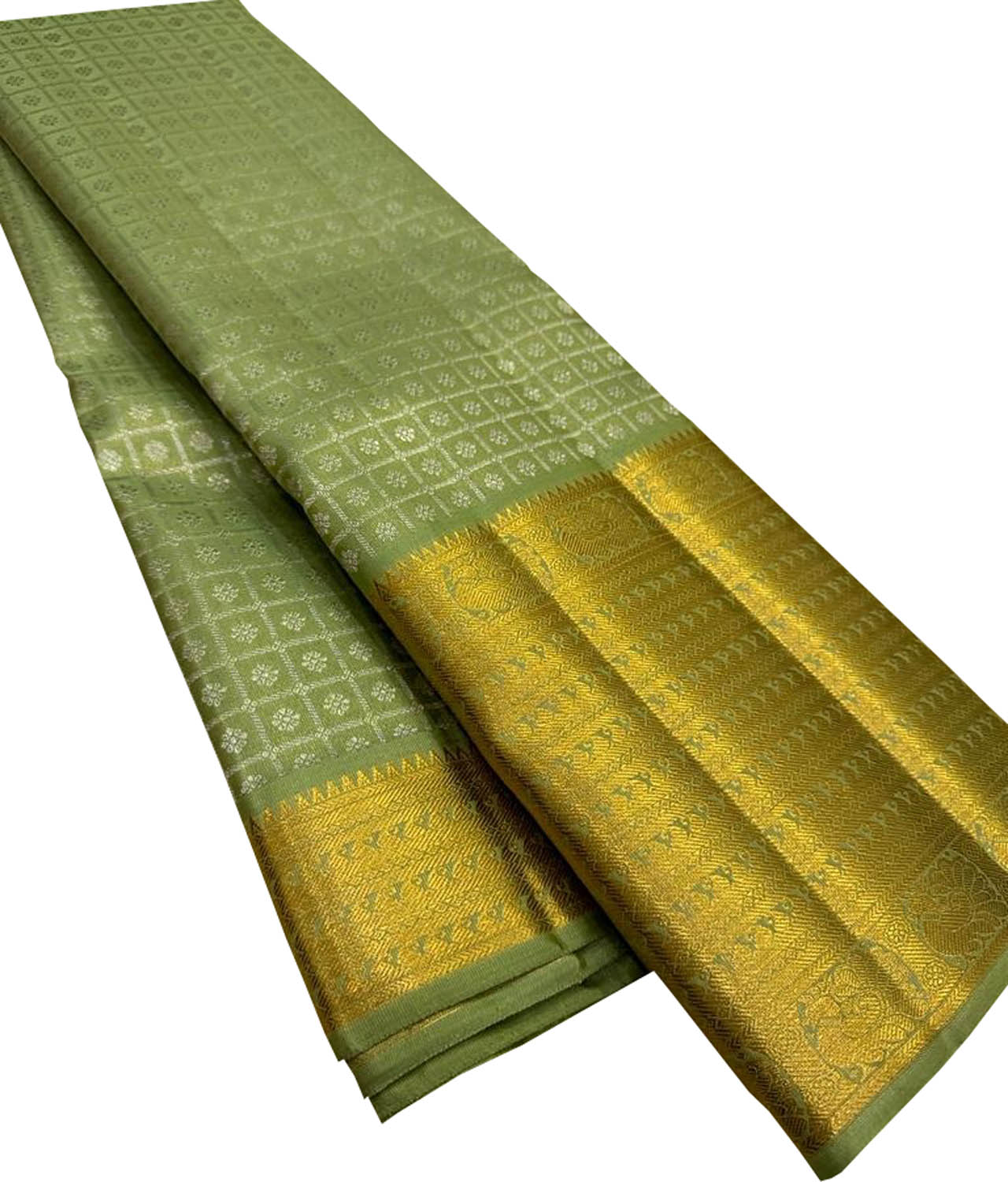 Green Kanjeevaram Handloom Pure Silk Saree - Luxurion World