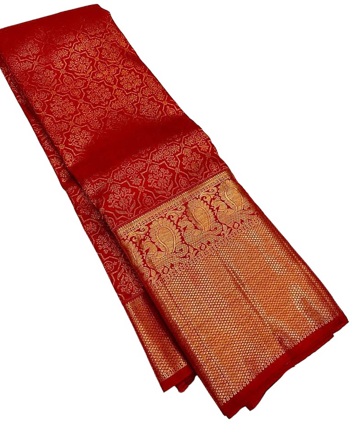 Red Kanjeevaram Handloom Pure Silk Saree - Luxurion World