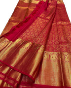 Red Kanjeevaram Handloom Pure Silk Saree - Luxurion World