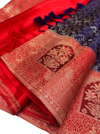 Blue Kanjeevaram Handloom Pure Silk Saree - Luxurion World