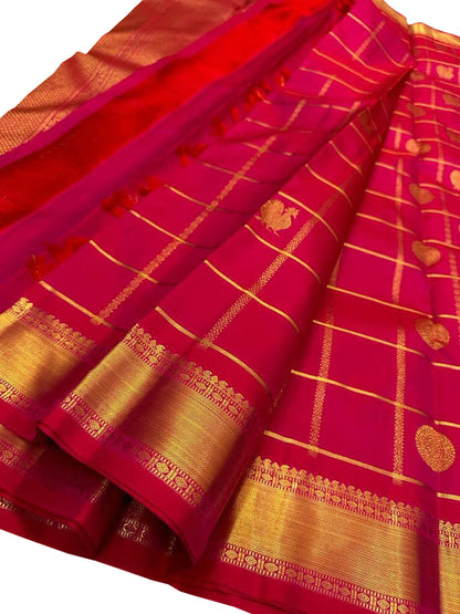 Pink Kanjeevaram Handloom Pure Silk Saree - Luxurion World