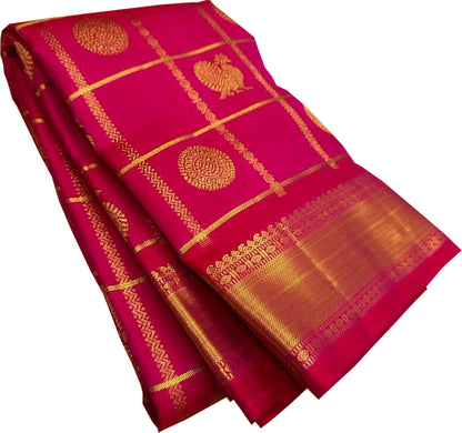 Pink Kanjeevaram Handloom Pure Silk Saree - Luxurion World