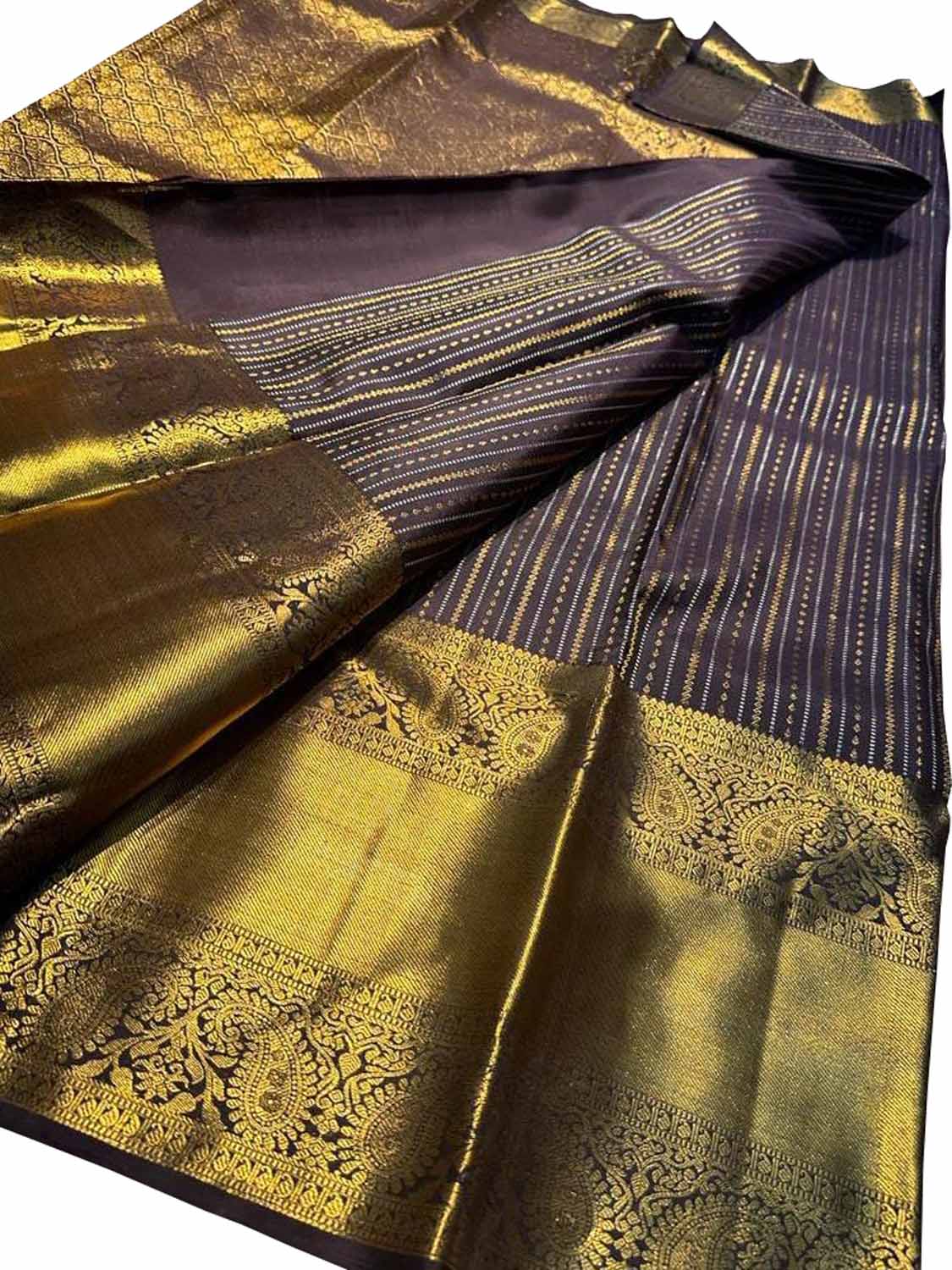 Brown Kanjeevaram Handloom Pure Silk Saree - Luxurion World