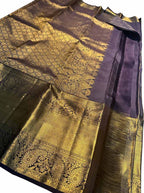 Brown Kanjeevaram Handloom Pure Silk Saree - Luxurion World